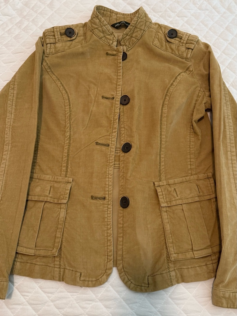 Eddie Bauer Women's Khaki Corduroy Military style Jacket size S